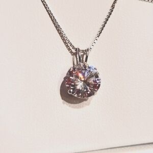 14k Real White Gold Pendant Brilliant cz stone (2.75 carat look).